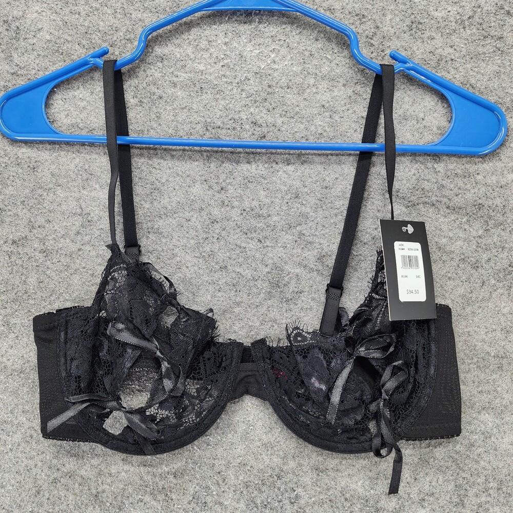 Fredericks of Hollywood Bra Womens 34C Jade Black Bows